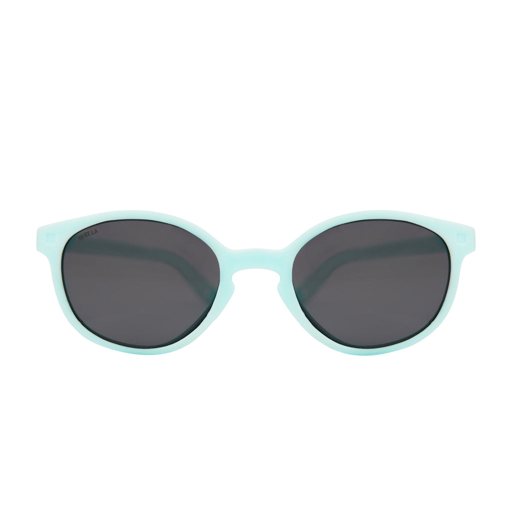 Front view of pale blue toddler sunglasses