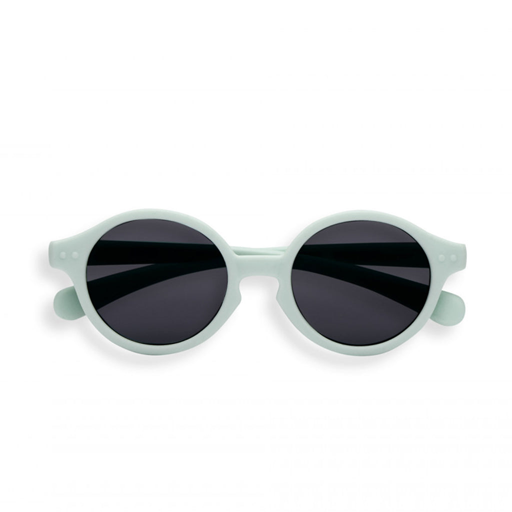 Front view of baby blue sunglasses on white background 
